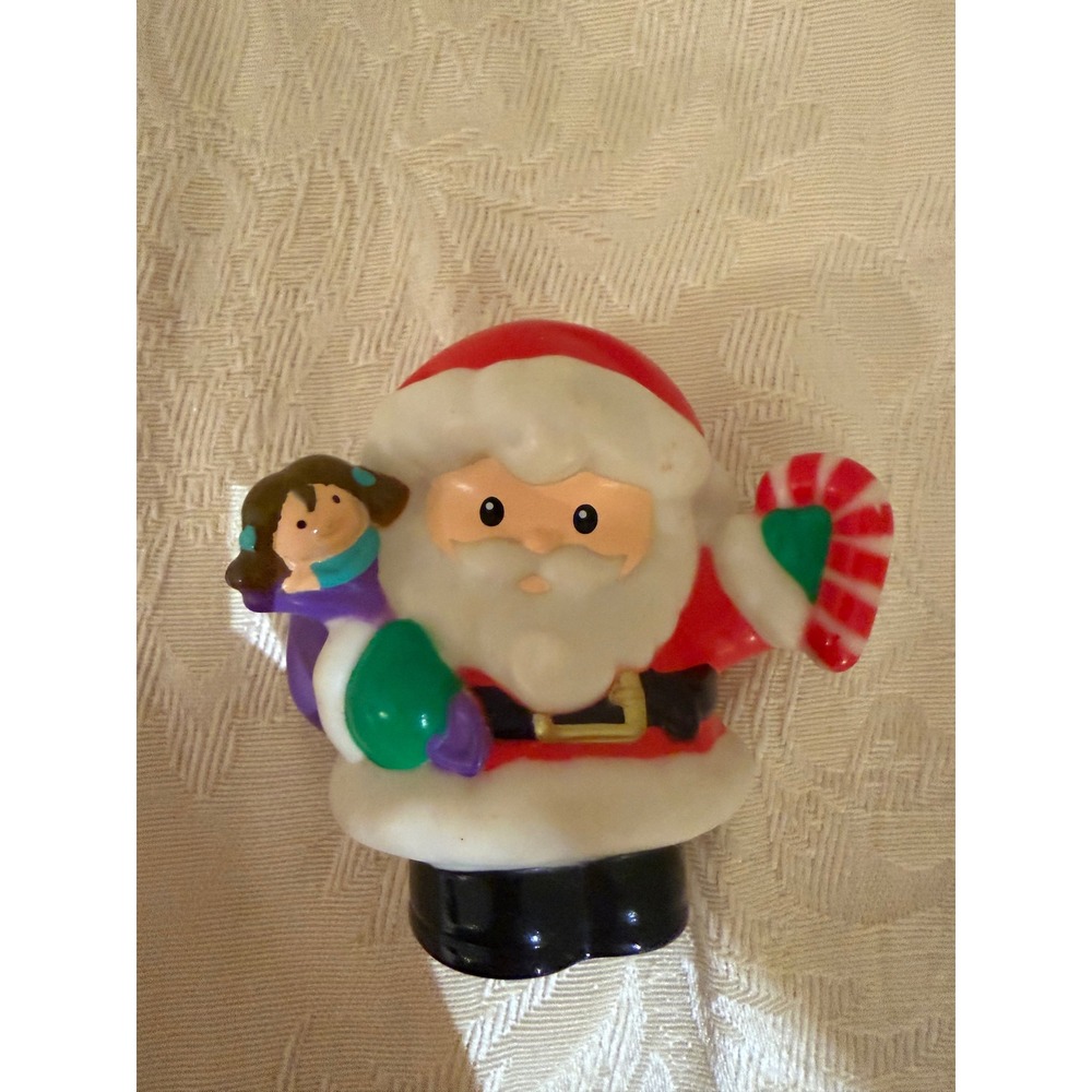 Fisher Price Little People Santa Claus Figure 2009 Candy Cane Purple Toy Bag